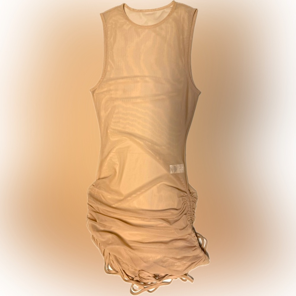 Ow Collection Elegant Tan Sleeveless Chemise | Sz S